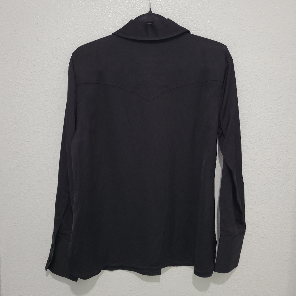 Madewell Western Shirt Linen Blend Size 8 Black NWT NT505 - Picture 5 of 8